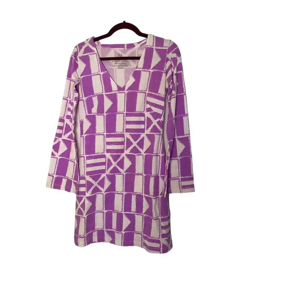 Mahi Gold Purple Patterned Shift Dress Size XS